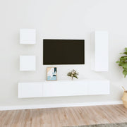 Set di Mobili Porta TV 5 pz Bianco in Legno Multistrato 3114438
