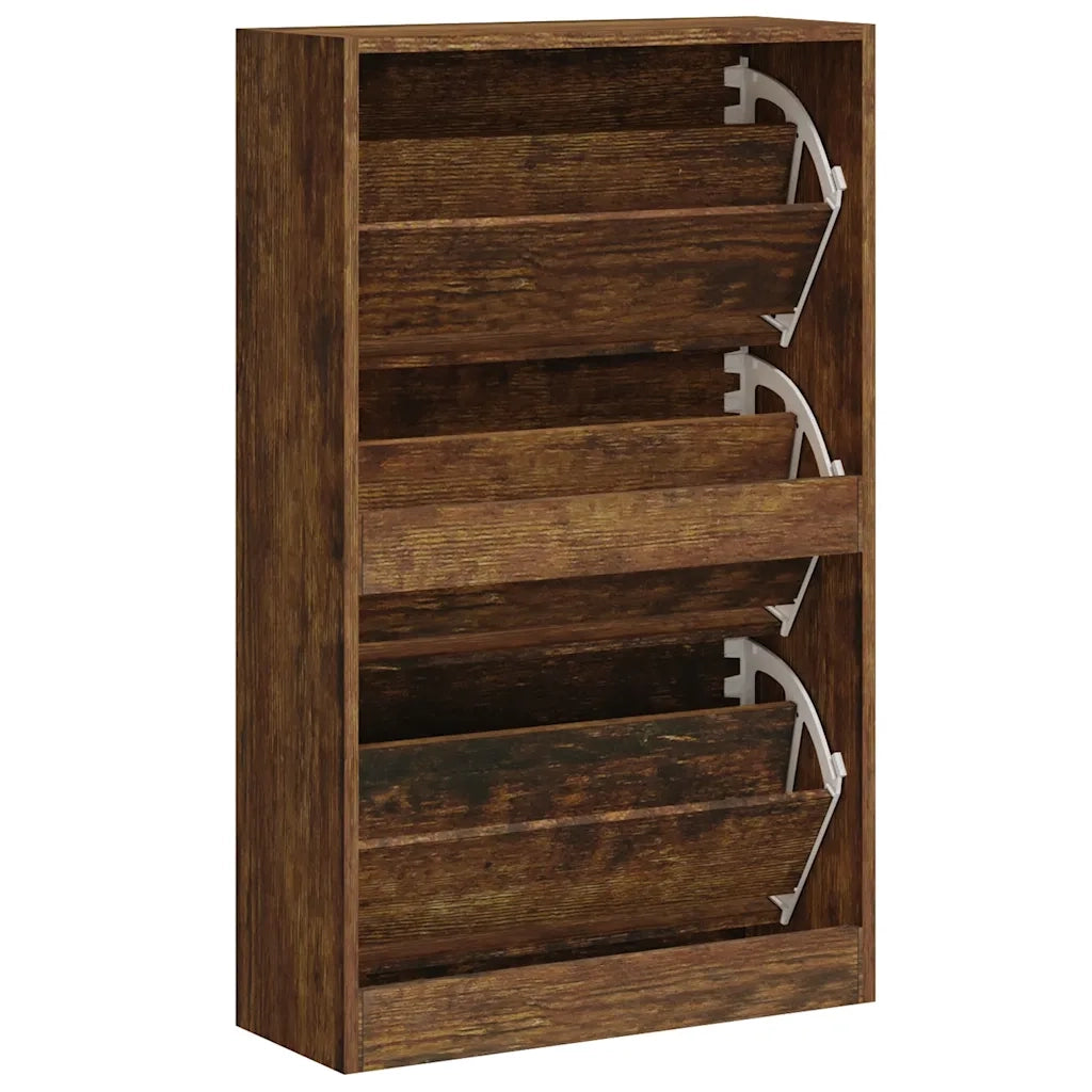 Scarpiera Rovere Fumo 63x24x103 cm in Legno Multistrato 342555