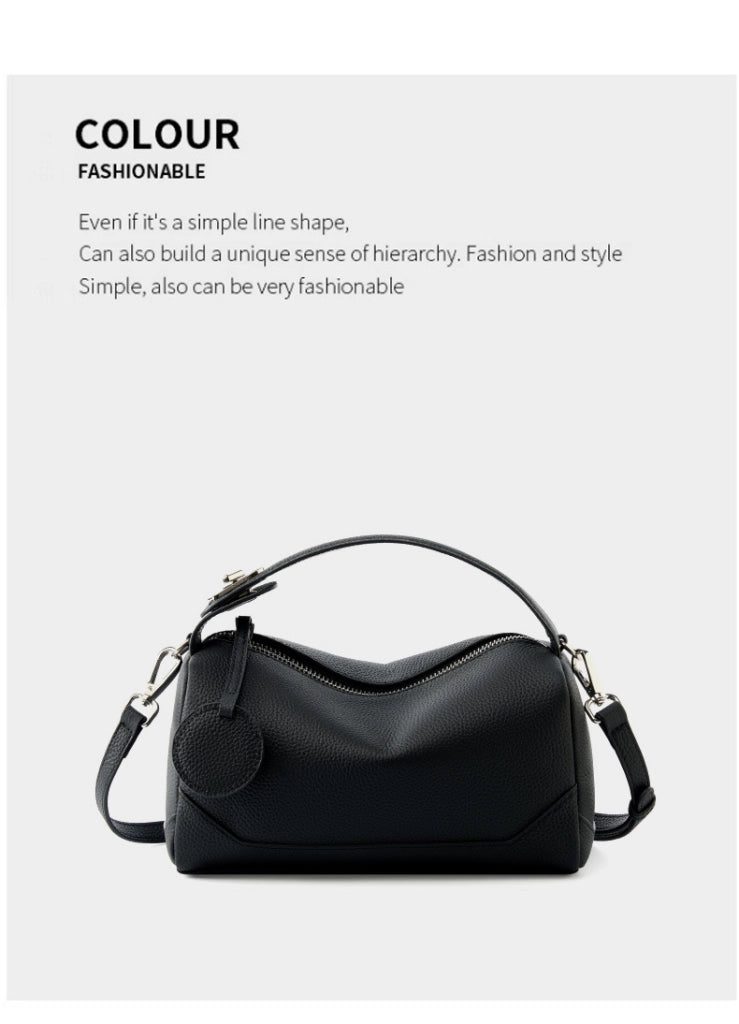Borsa a tracolla da donna in vera pelle, nera