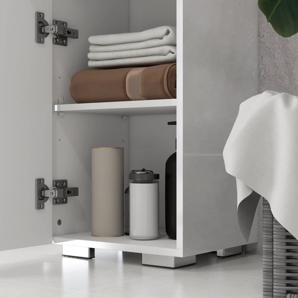 Mobile a Colonna per Bagno 37x32,5x170 cm in MDF Bianco
