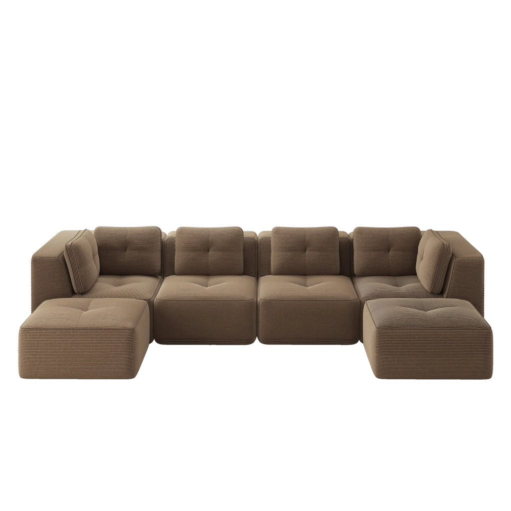 Divano letto angolare modulare a U con dormeuse, estraibile ¨C MINIMAL ¨C marrone