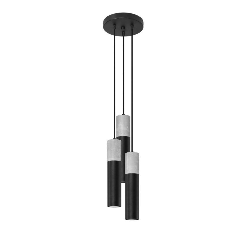 Lampada a sospensione Valero 3 tubi nero/grigio GU10