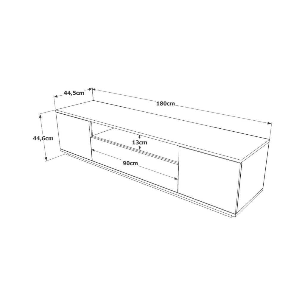 Mobile porta TV Asellina, Credenza da soggiorno, Armadio basso per TV, Base parete attrezzata, 180x45h45 cm, Quercia e Antracite