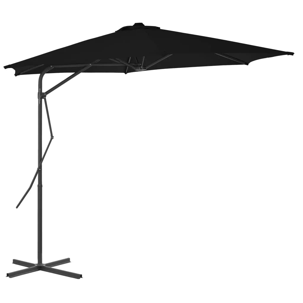Ombrellone da esterno con palo in acciaio 300 x 230 cm nero 02_0008206