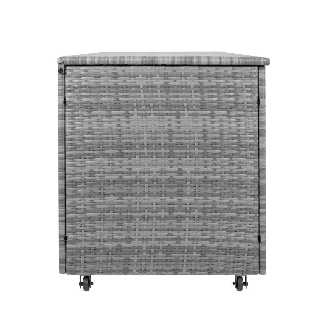 Box Contenitore Rattan Giardino 700L Grigio Baule Esterno con Rivestimento