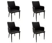 Set 4 poltrone in tessuto nero con bordo bianco misure l.55 h.89 p.54 hs.49 (699) - Mobili 2G