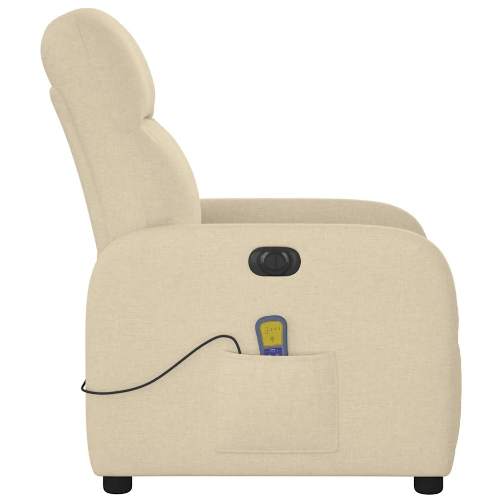 Poltrona Reclinabile Massaggiante Elettrica Crema in Tessuto 3302970