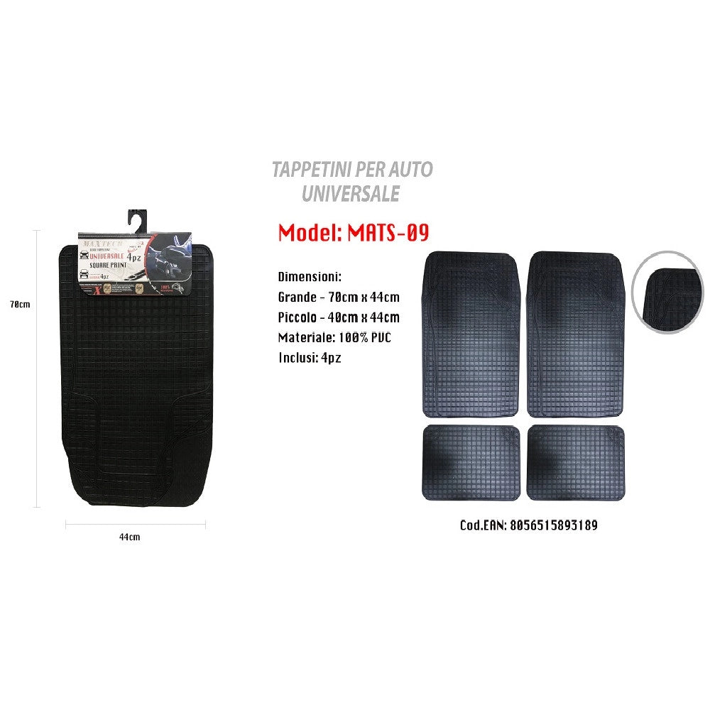 Trade Shop - Tappetini Per Auto Tappetino Universale 4pz Anteriori Posteriori Maxtech Mats-09 -