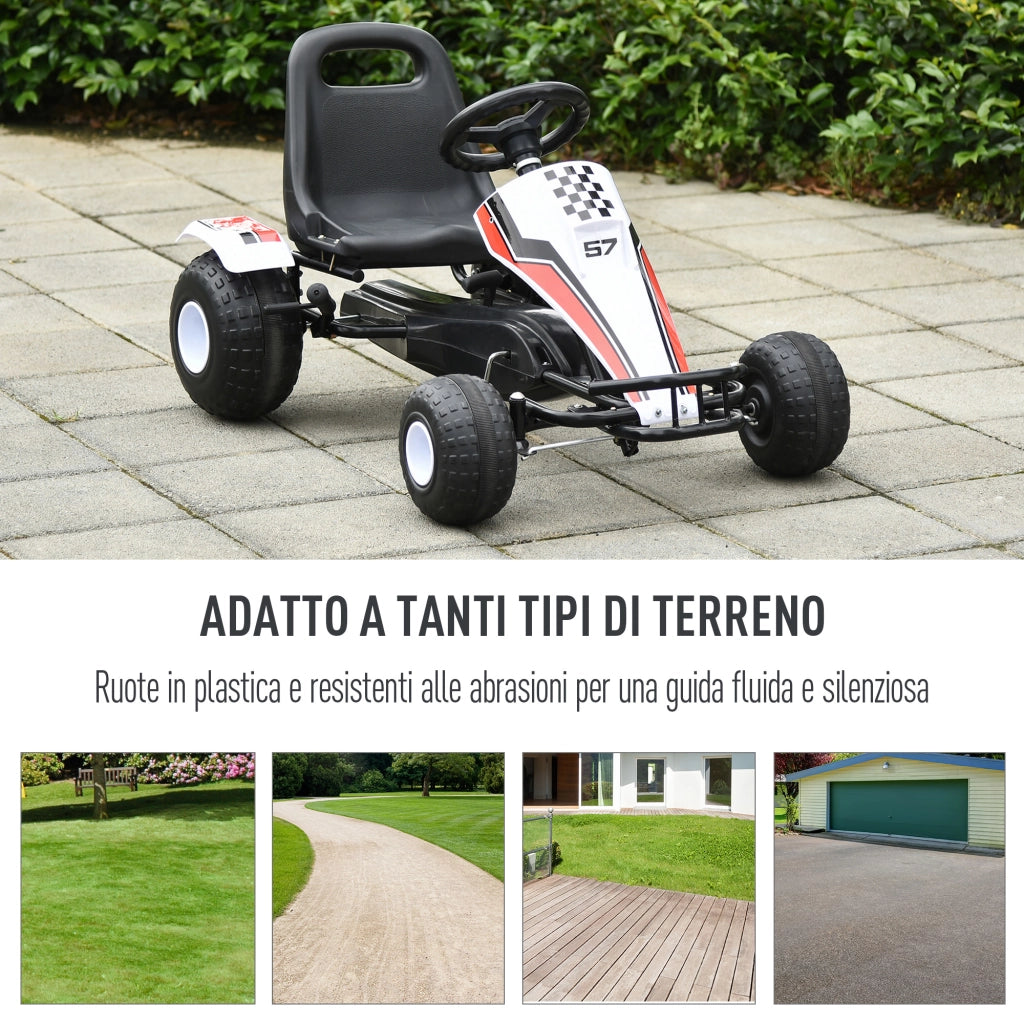 Go-Kart a Pedali per Bambini ¨C zephmum ¨C Bianco, Regolabile