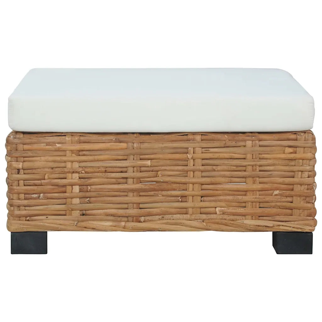 Sedia da giardino-Poggiapiedi con Cuscino in Rattan Naturale