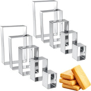 Set di 10 forme di stampo quadrato e rettangolare in acciaio inossidabile per la preparazione di biscotti e torte