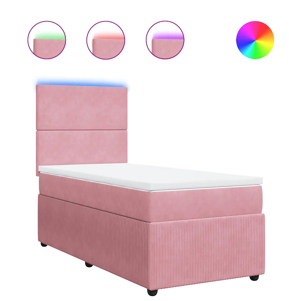 Giroletto a Molle con Materasso Rosa 90x190 cm in Velluto