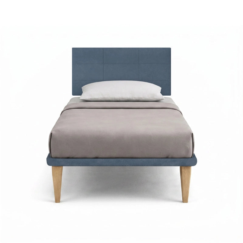 Letto imbottito Singolo 80x200 cm Square - Con rete,Microfibra,Blu