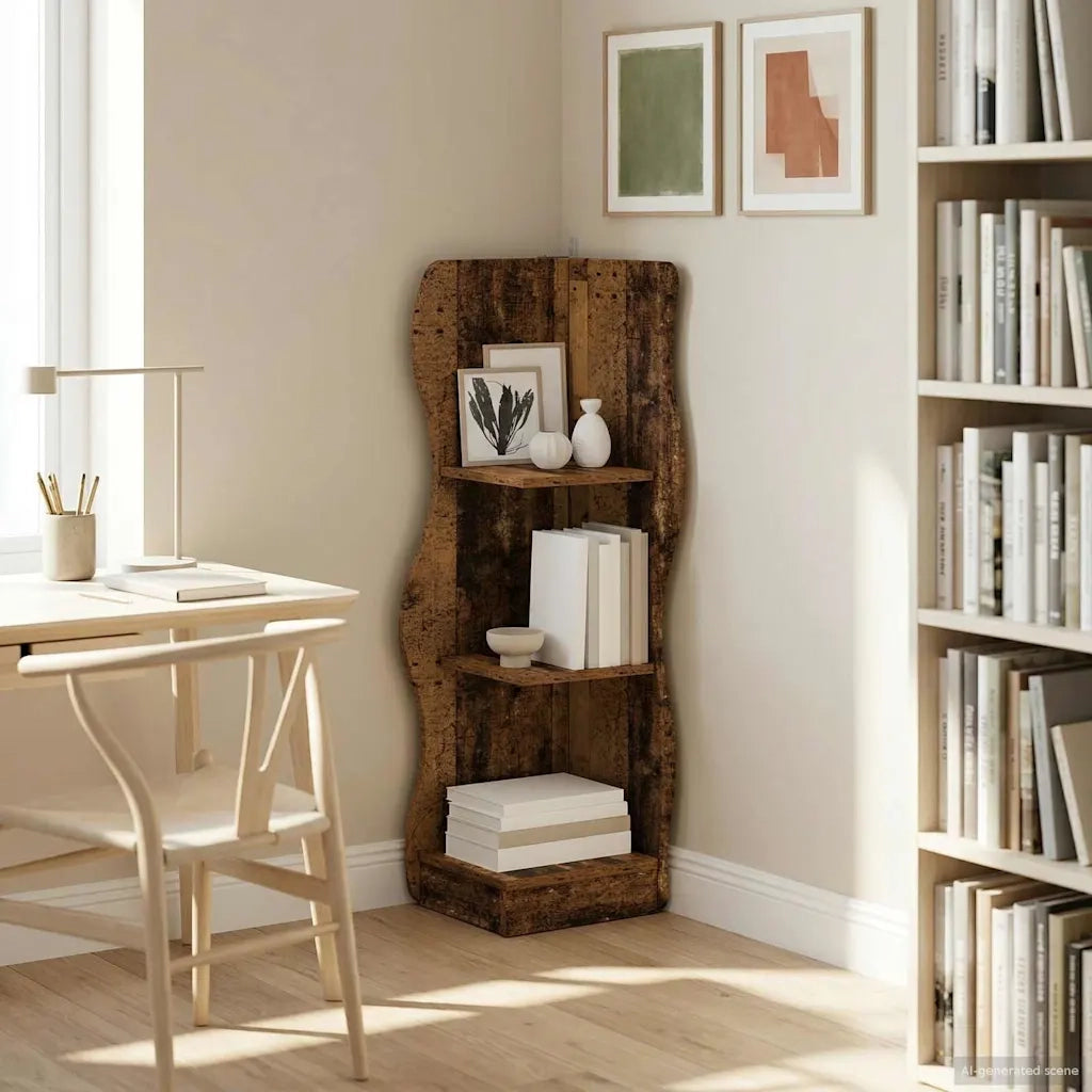 Mensola angolare con lo scaffale Legno antico 34 x 33 x 102 cm