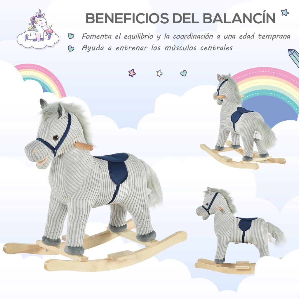 Cavallo Dondolo Bambino ¨C zephmum ¨C Legno 73x35x64 cm Azul Grigio