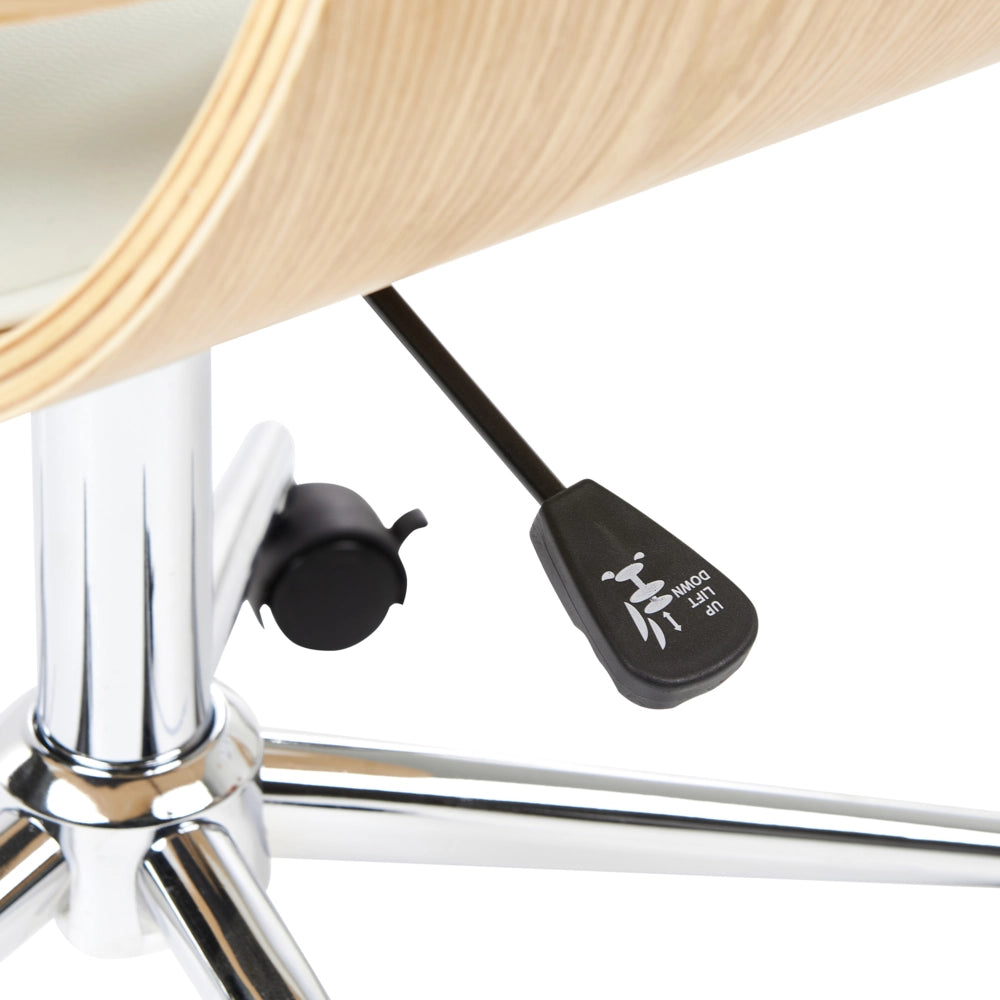 Sedia da ufficio in ecopelle bianco e legno chiaro  arredamento da ufficio elegante