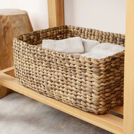 Cestino di stoccaggio a mano intrecciata con acqua di giacinto - decorazione per salotto - cesti di stoccaggio - cesto per bucato - vaso per piante - adatto per interni/esterni