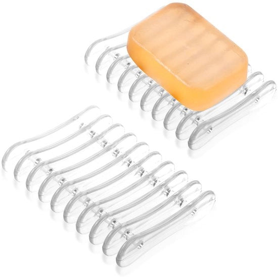 2 zeephouders per set per douche, bar zeep in plastica, schermo, asciugacapelli per doccia, zeephouder per bagno, cucina, doccia, mantiene la zeppa asciutta (translucido)