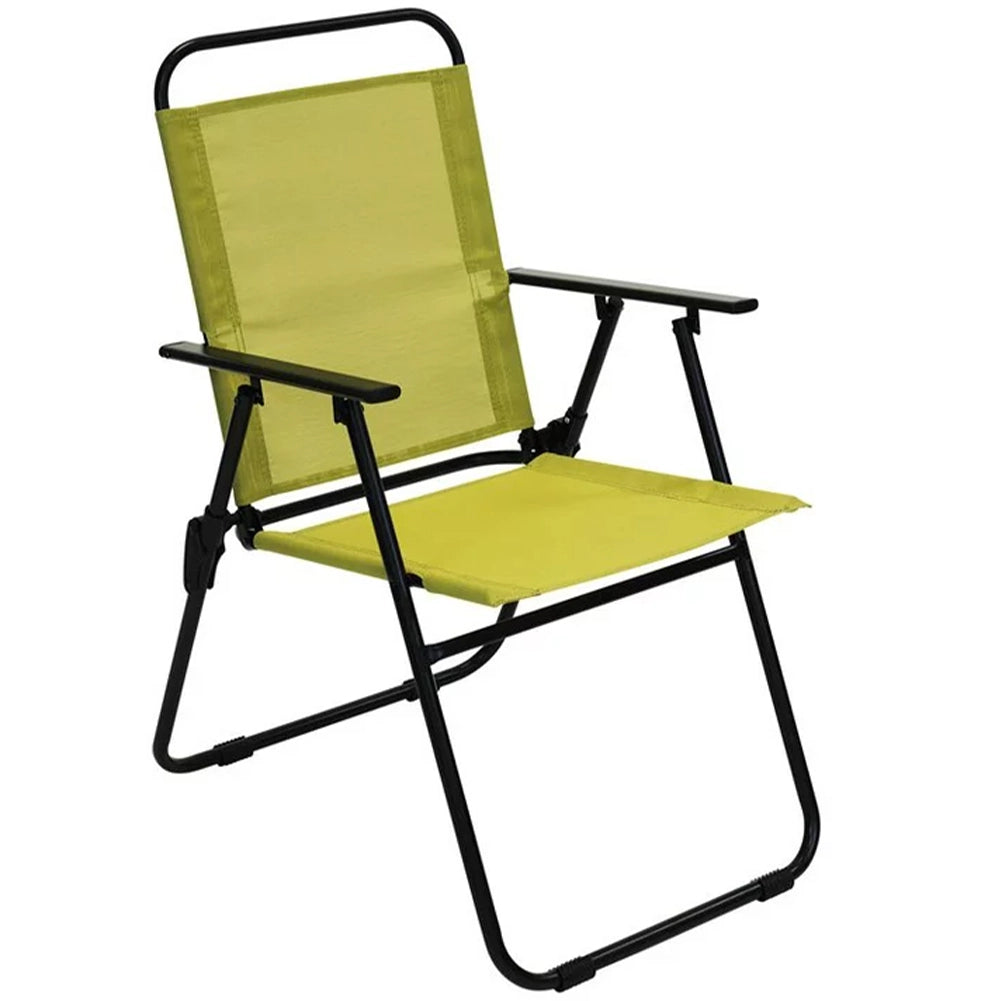 Set da Pranzo 6 Pezzi per Giardino Patio con Ombrellone 4 Sedie Pieghevoli Verde
