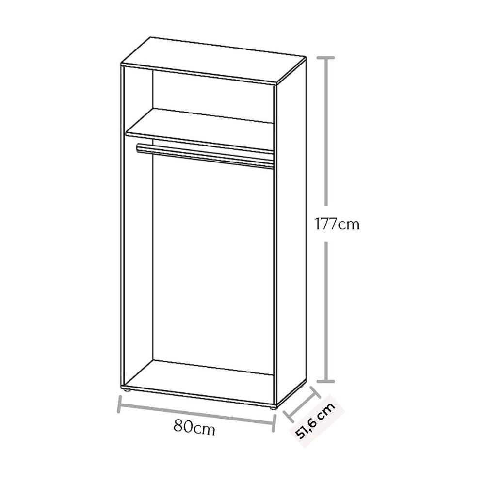Armadio 2 ante Seba2 80x51,6x177h colore bianco