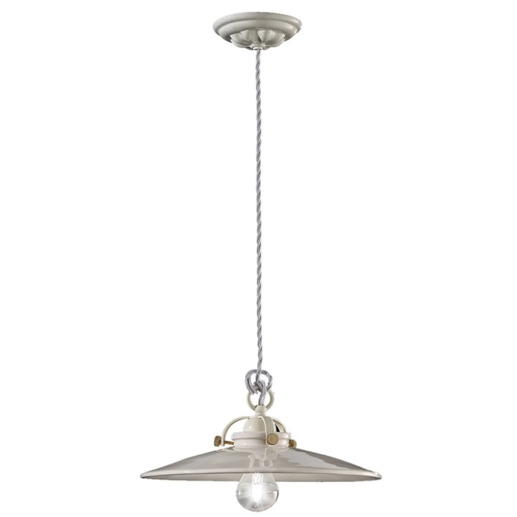 Lampadario Industrial Minimal B&W Metallo Smaltato Bianco 1 Luce E27 31Cm