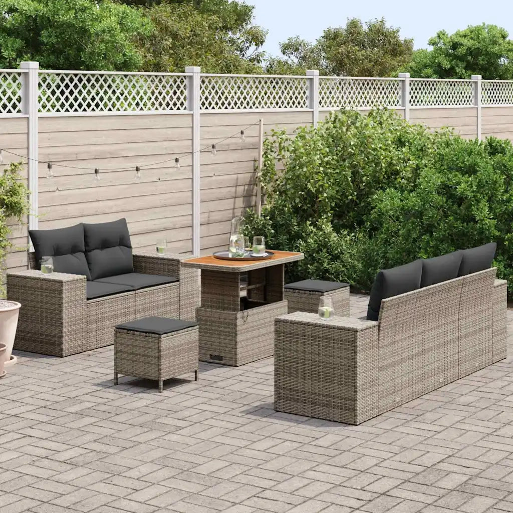 Set Divano da Giardino 8 pcs Grigio polyrattan 3361953