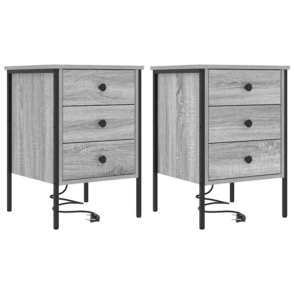 Set di 2 Comodini | Armadio da Notte | Mobiletto da notte Grigio Sonoma 42 x 41 x 61 cm