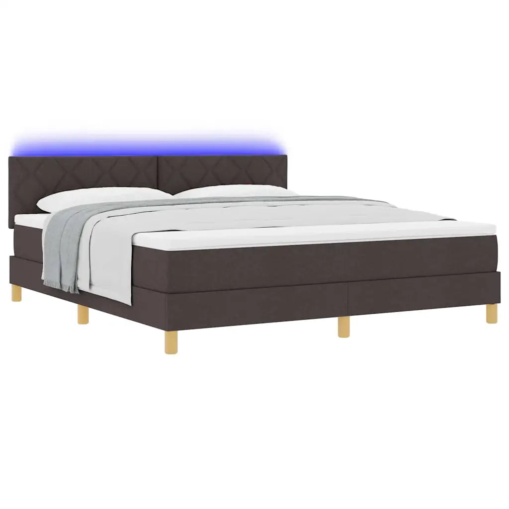 Letto a Sorgente LED con led Marrone Scuro 180 x 200 cm Tessuto 3342537
