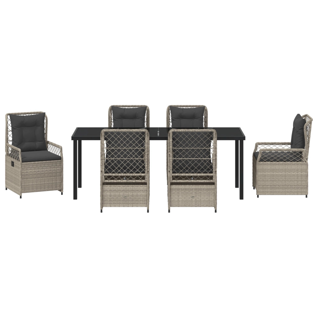 Set da pranzo da giardino da 7 pezzi grigio chiaro in polyrattan