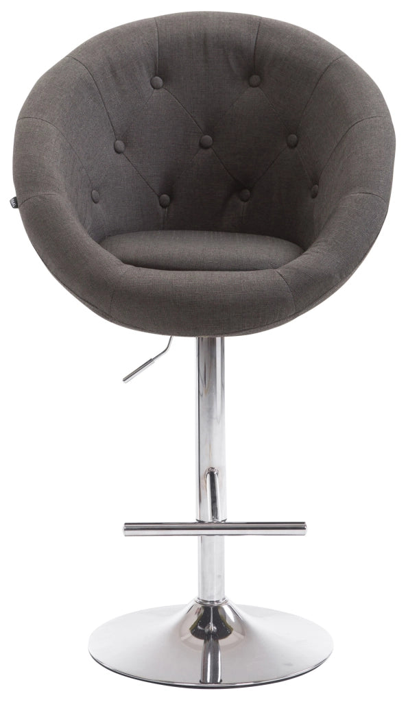 Sgabello da bar London V2 in tessuto grigio scuro,cromo