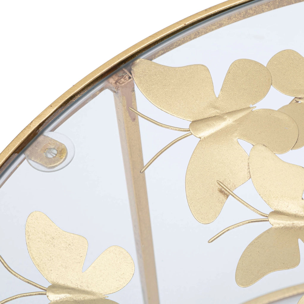 Taketa, Tavolino da Salotto Decorazioni con Farfalle, 60x60x41h cm oro