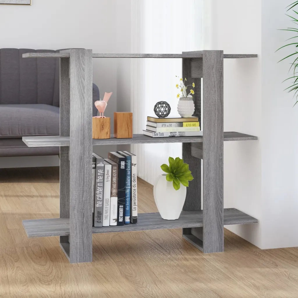 Libreria Divisorio-Scaffale per Libri-Mobile di Stoccaggio Grigio Sonoma 100x30x87 cm