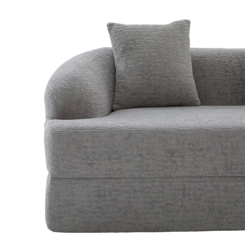 Divano letto pieghevole a due posti in chenille grigio chiaro