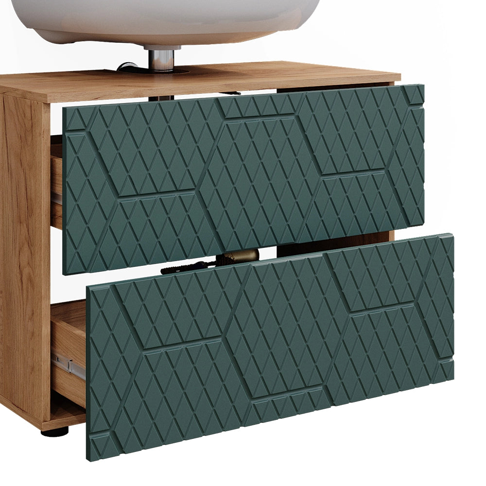 Vicco Set mobili bagno Quercia verde/oro 4 parti