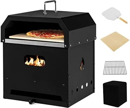 Forno per pizza alimentato a legna - Forno per pizza esterno - Forno per pizza giardino - Dimensioni: 36 x 33,5 x 43,5 cm