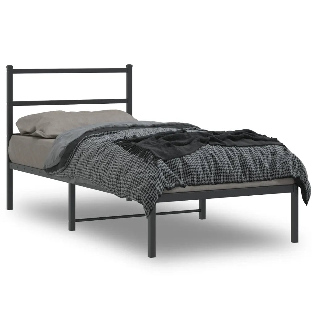 Giroletto con Testiera-Struttura Letto con testiera in Metallo Nero 90x200 cm 676401