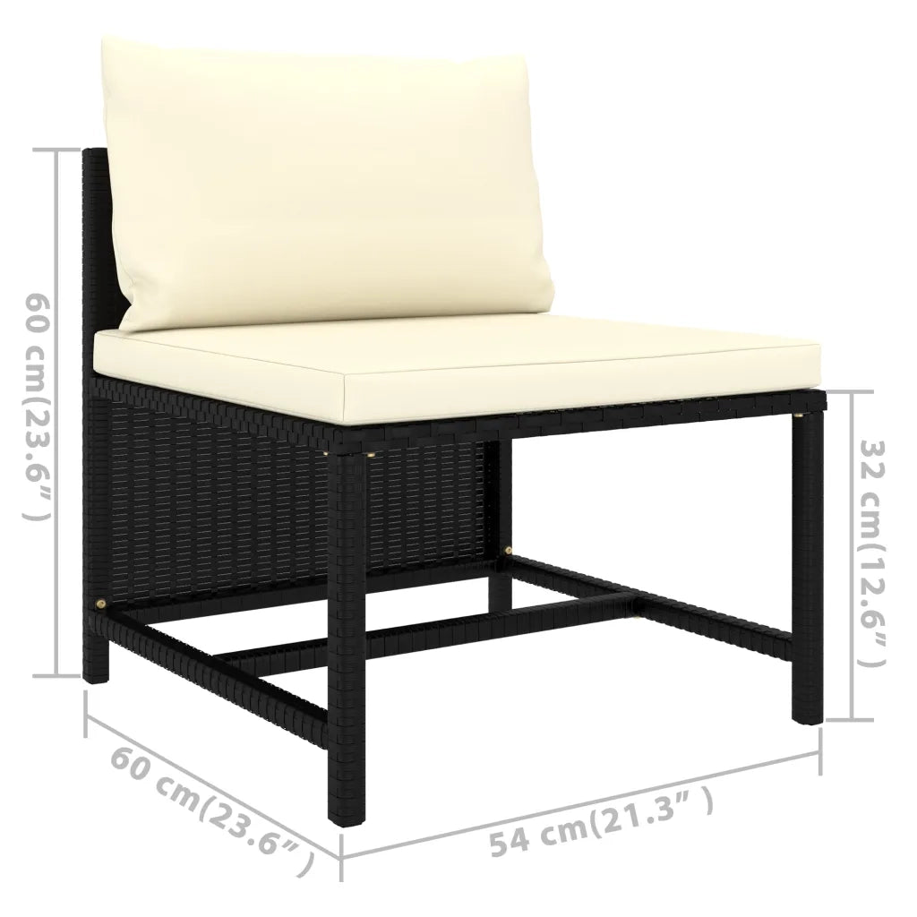 Set Divani da Giardino 7 pz con Cuscini in Polyrattan Nero 3059785