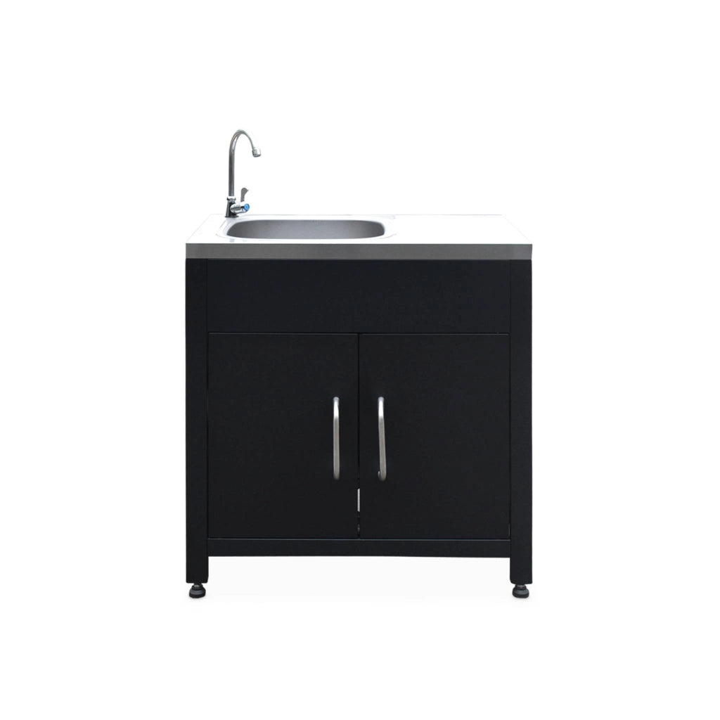 Cucina esterna 5 moduli con barbecue a gas 4 bruciatori, nero