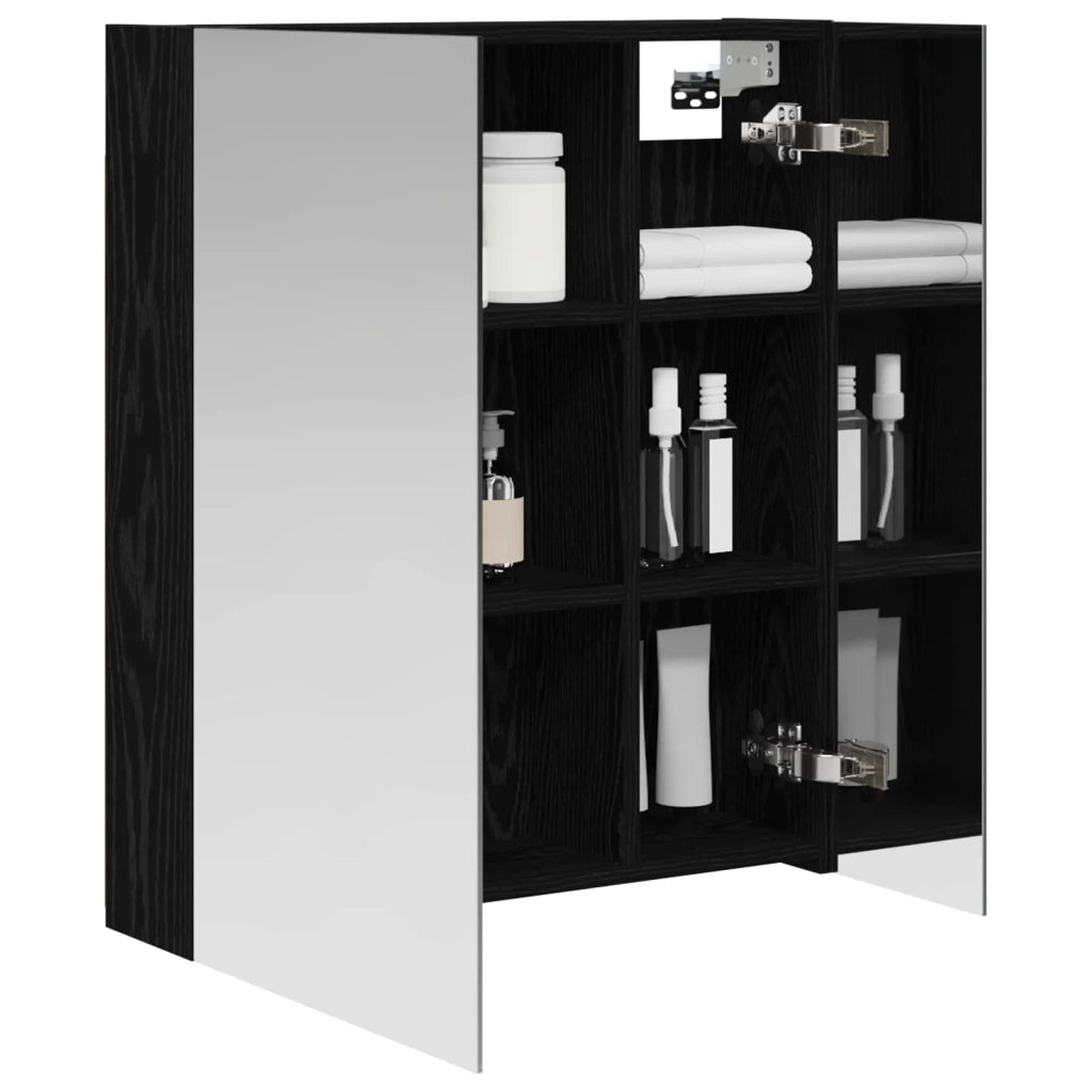 Mobiletto per specchio da bagno Rovere Nero 60 x 14,5 x 70 cm 889056
