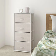 Trade Shop - Mobiletto Multiuso Con 4 Cassetti In Tessuto Beige Design Salvaspazio Casa H94x30x45cm -