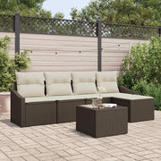 Set di divani con cuscino 6 pcs Marrone polyrattan