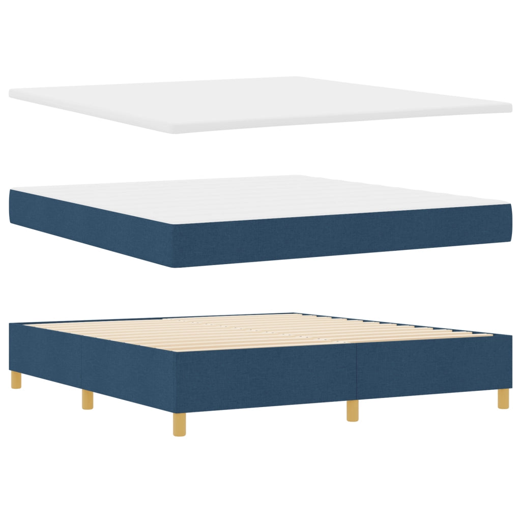 Letto a Molle con Materasso Blu Super King Tessuto