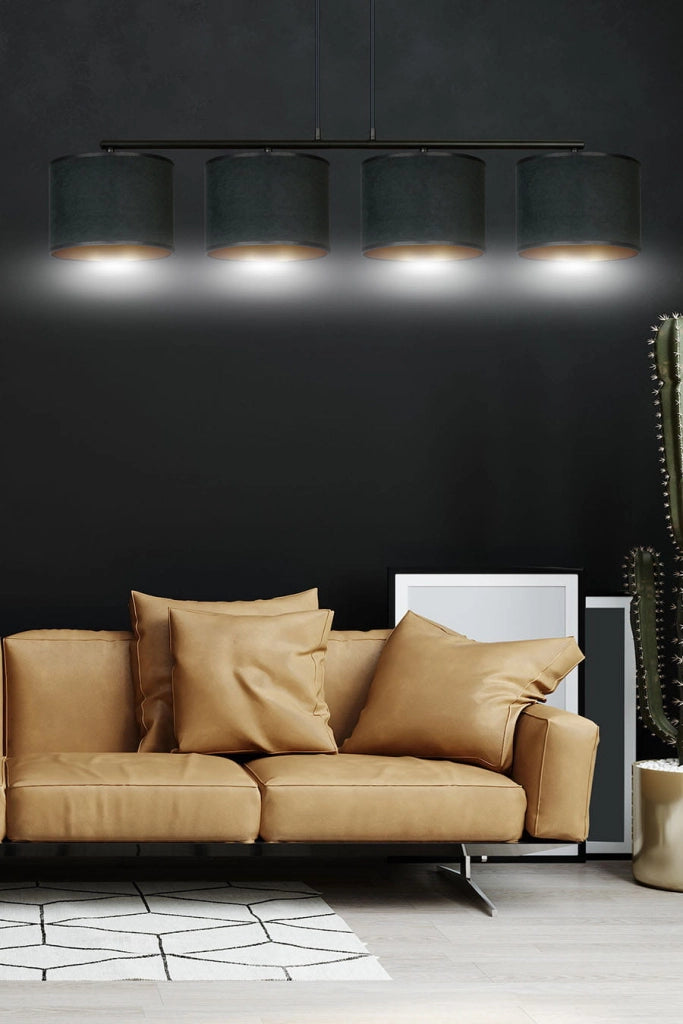 Lampadario Emibig Hilde 4 luci E27 nero/oro dimmerabile