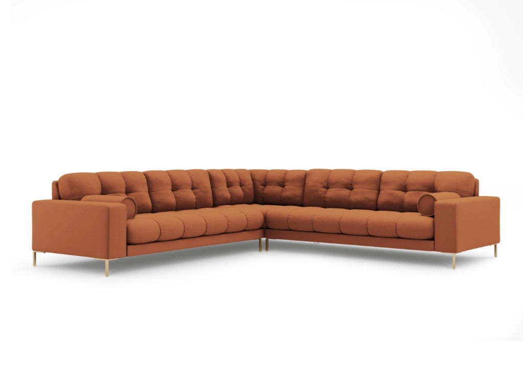 Cosmopolitan Design - Divano angolare reversibile "Bali" 6 posti in tessuto strutturato mattone 