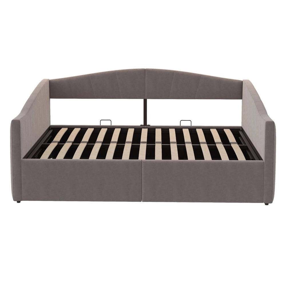 Divano letto doppio 140x200cm - Xylo - grigio, velluto pelle, classico