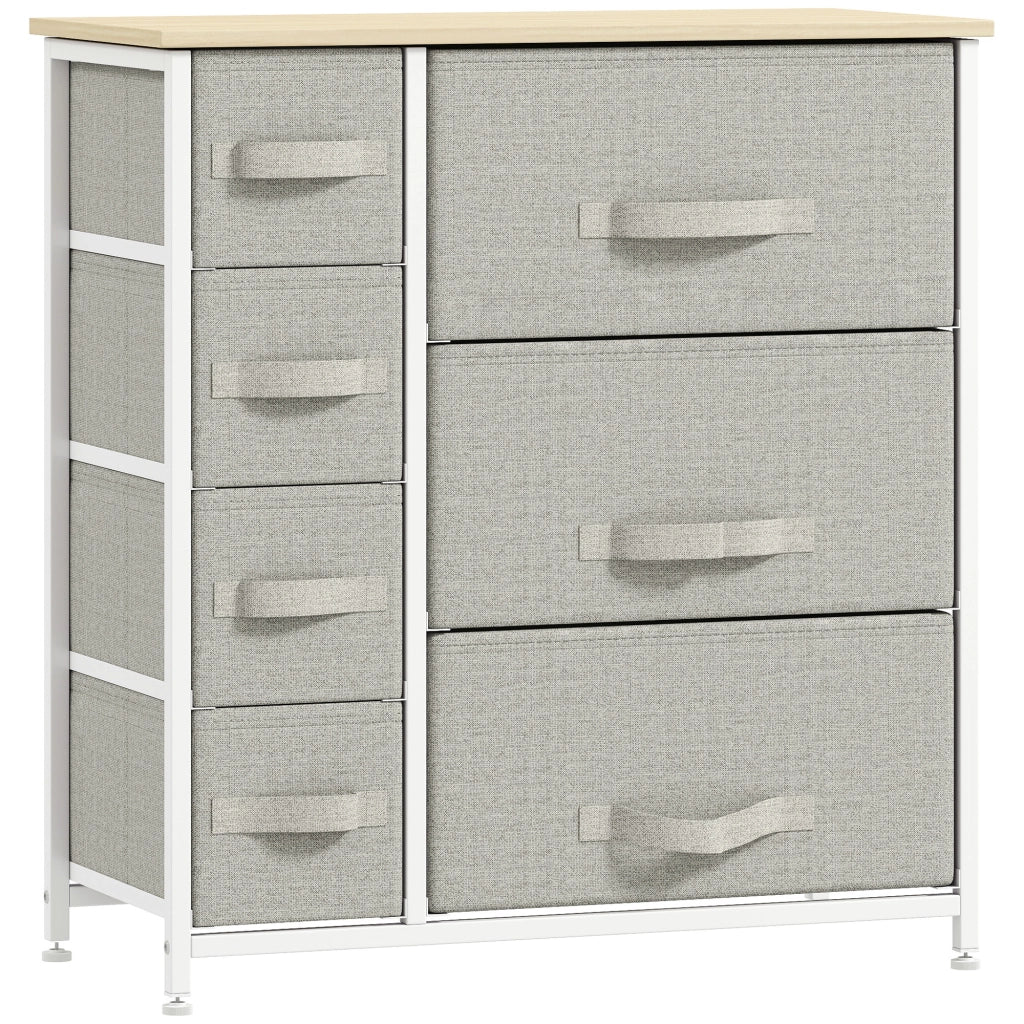Cassettiera con 7 cassetti in tessuto ¨C zephmum ¨C 63.5x30x71 cm grigio