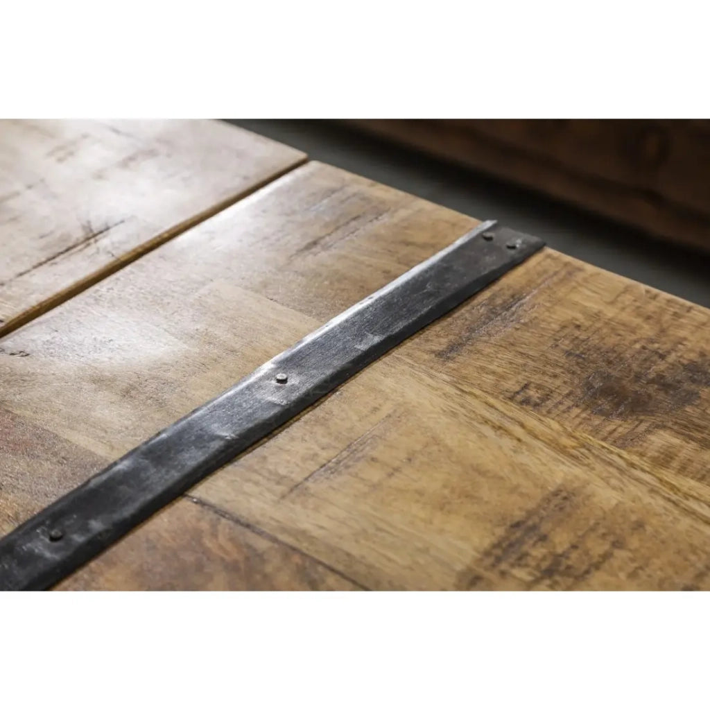 Tavolino da salotto cassapanca TRESORO 100 cm in legno di mango massiccio con porta bottiglie
