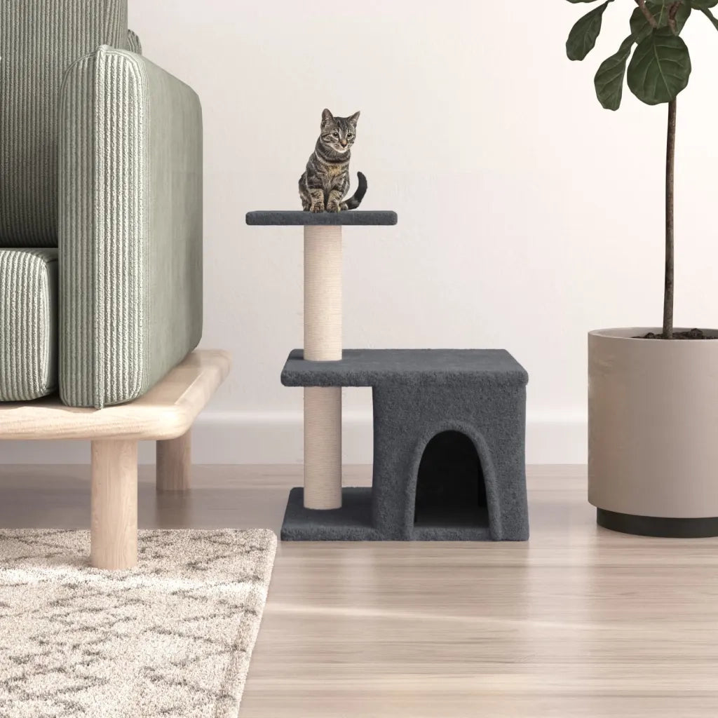 Albero per Gatti con Tiragraffi in Sisal Grigio Scuro 48 cmcod mxl 119153
