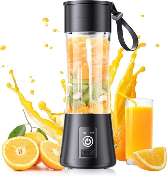 Blender portatile - Ideale per la preparazione di smoothie e milkshake - Bicchiere blender motorizzato - Blender portatile - Mini-centrifuga per succo - Blender con tazza - Ideale per pic nic, sport, casa, ufficio - Nero