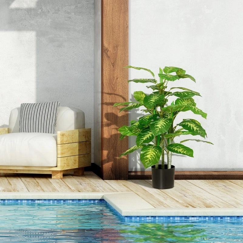 Pianta artificiale, pianta in plastica, vaso in cemento, per interni ed esterni, 95 cm, verde